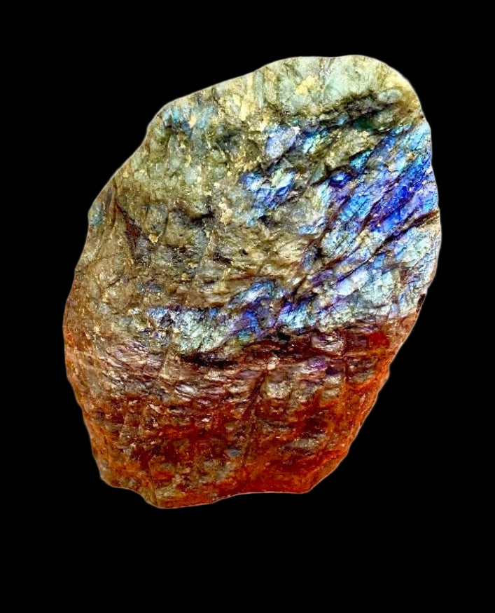 Labradorite avec sculpture de baobab