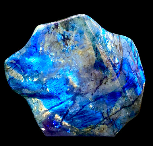Labradorite semi-polie de Madagascar – Pièce exceptionnelle de 60 kg | Face Polie & Brute